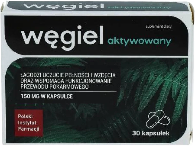 Węgiel Aktywowany Polski Instytut Farmacji, kapsułki, 150 mg