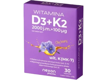 Zdjęcie produktu Witamina D₃ + K₂ 2000 j.m. + 100 μg, kapsułki miękkie