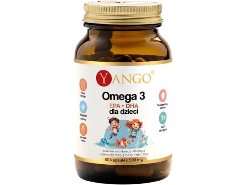 YANGO Omega 3 dla dzieci EPA + DHA smak truskawkowy, kapsułki