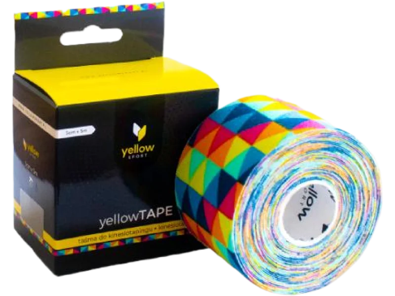 YellowTAPE Taśma do kinesiotapingu tęczowe trójkąty, taśma kinezjologiczna
