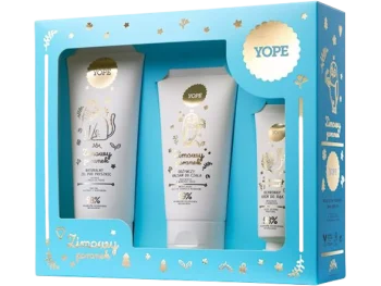 YOPE Zimowy poranek Zestaw Naturalny żel pod prysznic + Odżywczy balsam do ciała + Ochronny krem do rąk