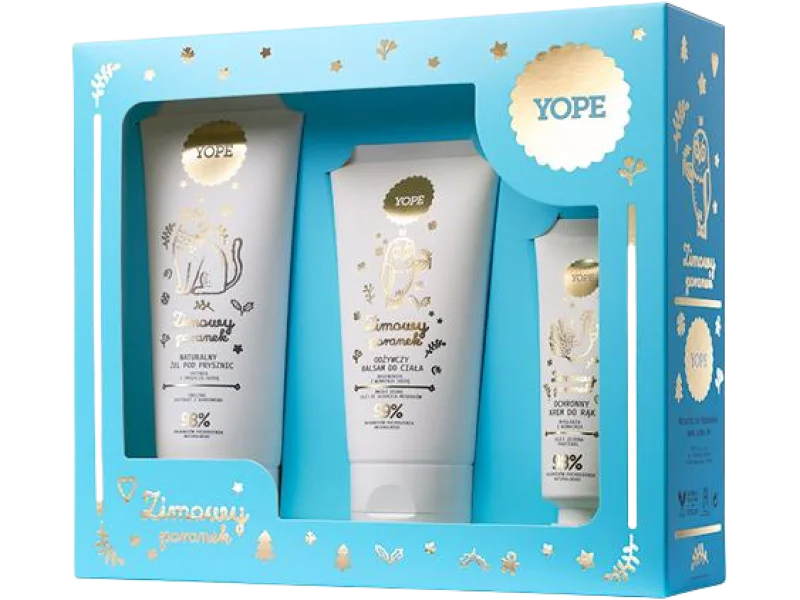 YOPE Zimowy poranek Zestaw Naturalny żel pod prysznic + Odżywczy balsam do ciała + Ochronny krem do rąk