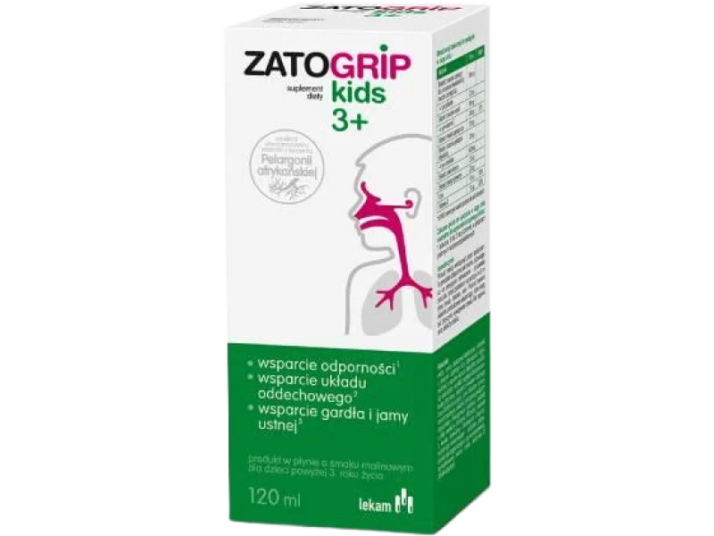 Zatogrip Kids 3+ o smaku malinowym, syrop
