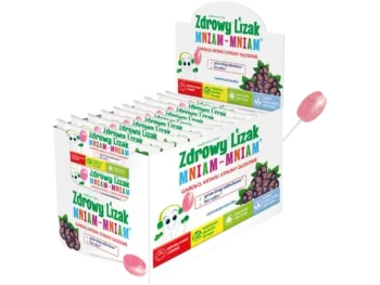 Zdrowy Lizak MNIAM-MNIAM Gardło, krtań i struny głosowe o smaku czarnej porzeczki, lizaki