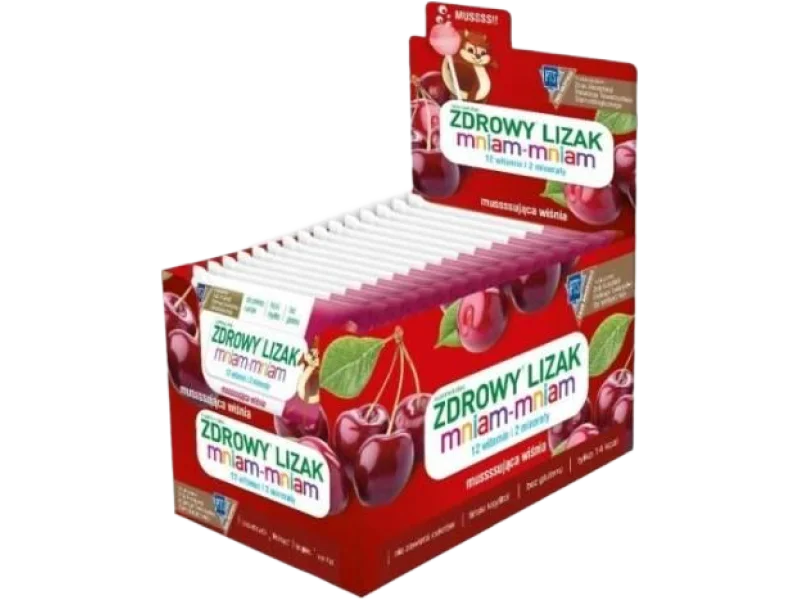 Zdrowy Lizak MNIAM-MNIAM mussssująca wiśnia, lizaki
