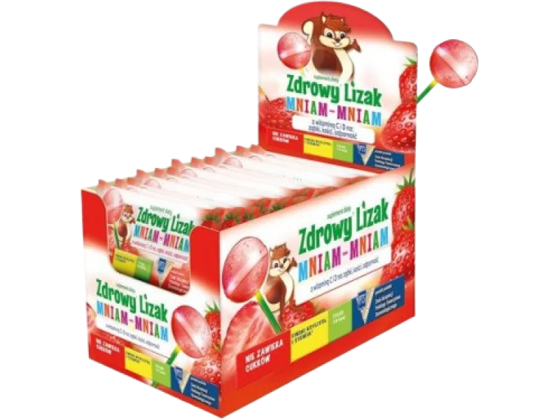 Zdrowy Lizak Mniam-Mniam na odporność truskawka, lizaki