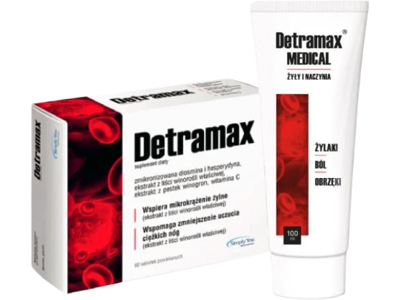 Zestaw Detramax + Detramax Medical Żyły i Naczynia, tabletki,żel