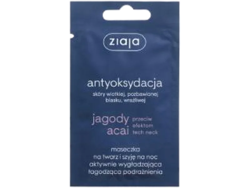 ZIAJA JAGODY ACAI Maseczka na twarz i szyję na noc wygładzająco-łagodząca, maska