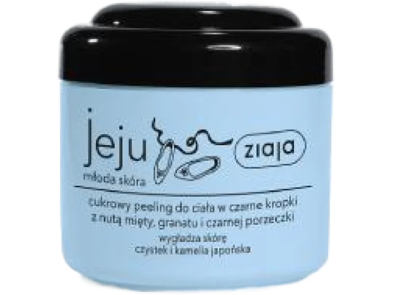 ZIAJA JEJU MŁODA SKÓRA Cukrowy Peeling do ciała w czarne kropki