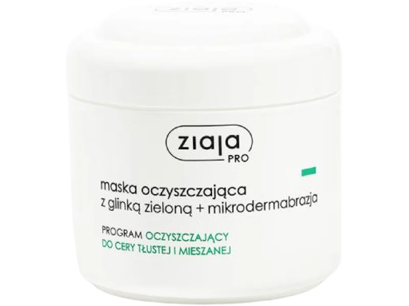 ZIAJA PRO Oczyszczająca maska z glinką zieloną + mikrodermabrazja