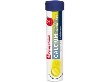 Zdjęcie produktu ZYSKAJ ZDROWIE Calcium 300 mg + witamina C 60 mg, smak cytrynowy, tabletki musujące, 300 mg + 60 mg